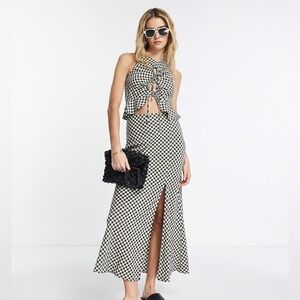 Black and Cream Checkered Women's Skirt with matching Top